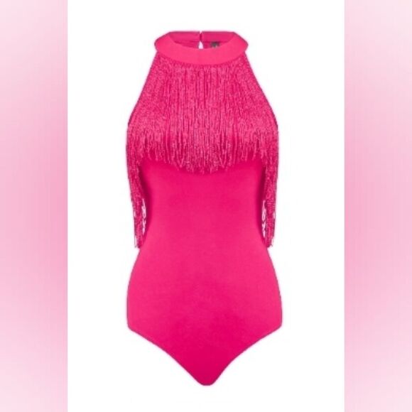 Allegra K Fringe Pink Bodysuit Women's Size Large - Picture 1 of 8